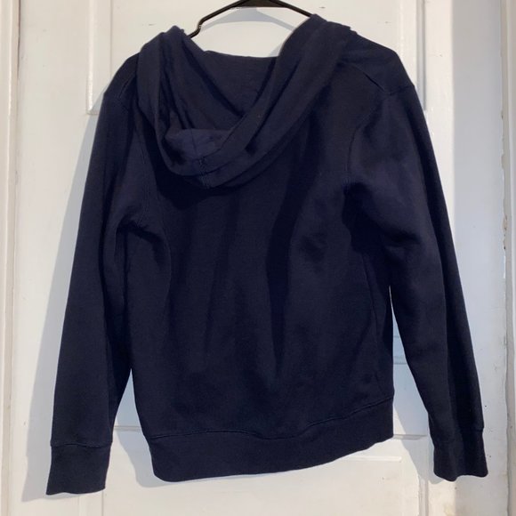 GAP Unisex Sportswear Full-Zip Up Logo Hoodie - Navy Blue, Orange Word Block - Picture 3 of 4